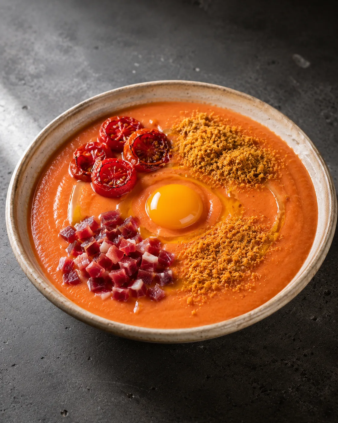 Salmorejo Cherry Confitado · Bottarga