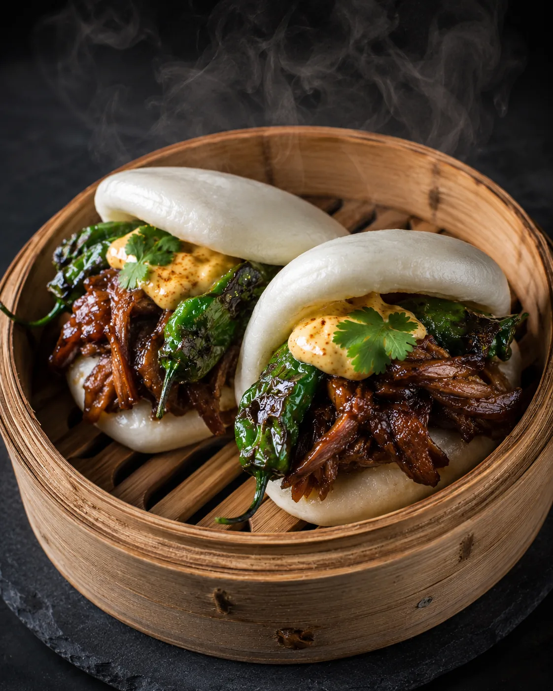 Bao Pernil Ibérico · Pimientos Padrón